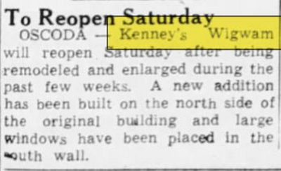 Kenneys Wig Wam (Wig-Wam, Wigwam) - Apr 25 1947 Article